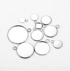 50pcs Round Silver Cabochon Base Tray Bezels Blank Setting DIY Jewelry Making