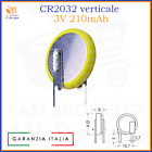 Batteria CR2032 pila a bottone al litio cr 2032 verticale 3V 210mah a da saldare