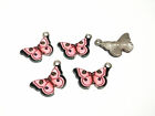 4pz ciondoli charms farfalla metallo smaltato 20x13mm colore rosa, nero bijoux