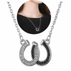 Collana Donna Ferro di Cavallo doppio Nero Silver Strass Portafortuna collo