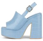 JEFFREY CAMPBELL  MATTIX PELLE Light Blue Sandali ZEPPA PLATFORM ORIGINALI NUOVE