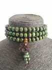 Bracciale collana mala tibetano 108 GRANI 8mm rosario buddista elastico verde