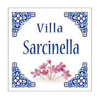 targa quadrata per villa in ceramica 20x20 cm. numero civico stampata a 850°