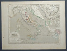 Antica mappa Italia Antica Lazio Etruria  1864