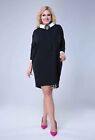 New Plus 24 26 Emo Metal Gothic Black Plus White Collar Cuffs Wednesday Dress