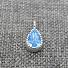 6 Sterling Silver Teardrop Drop Charms w/ CZ 925 Silver Water Drop for Bracelet