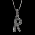 Collana lettera R in argento 925 ciondolo a puntiluce brillantato femminile 40cm