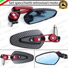 COPPIA SPECCHIETTI RETROVISORI MANUBRIO CARBON ROSSO PER KAWASAKI Z 750