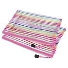 6 Pcs Mesh Zipper Pouches, A5 Colorful Document Bags Storage Organizer, Pink