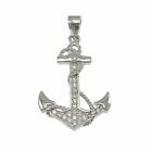 ANCHOR- Faith- Solid 925 Sterling silver pendant/necklace with CZ- Chain options