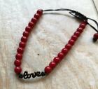 BRACCIALE  perle pietre rosse MALA TIBETANO Rosario bracciale love amore