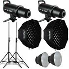 2*Godox SK400II 800w 2.4G Studio Flash Strobe Light +95cm Softbox + Stand Kit