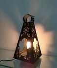 Lampada da tavolo e da appendere ferro traforato vintage stile etnico intagliato