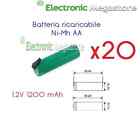 PACCO BATTERIA X 20 AA RICARICABILE Ni-Mh 1,2V 1200 mA CON LAMELLE A SALDARE