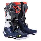 Stivali Uomo Alpinestars Tech 10 Grigio Blu Rosso Motocross Enduro Mx Boots