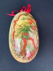 Decoupage Pixie Elf Christmas Ornament Double Sided Egg Oval Shape 5"