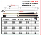 PISTONE a GAS Interasse 240 mm Fissaggio Occhiello Ø 8,2 o Pressione - 1 Pezzo