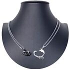 Cuore Dentro Arg Nero Ciondolo Spezzato 2x Collana Acciaio Uomo Donna Amici A17