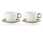 GUZZINI SET 2 TAZZE CAPPUCCINO IN PORCELLANA CON PIATTINO IN PLASTICA - GOCCE