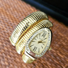 Gold Serpenti Tubogas Watch Snake Bracelet Wrist Faux Diamonds Wrap