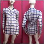 ABERCROMBIE&FITCH Camicia bianca quadri azzurri blu Tg S