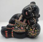 Buddah Figurine Handpainted Black Resin Lovely