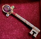 Swarovski Jewellers Collection RARE Vintage Crystal/Cabochon Gripoix Key Brooch