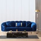 Divano 3 posti design chesterfield in velluto avvolgente blu e gambe oro Bentley