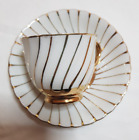 Vintage China Coffee Cup & Saucer, White with Gold Lined design