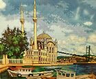 QUADRO CANOVACCIO MEZZO PUNTO PICCOLO DA RICAMARE 40 X 50 " Moschea di Ortaköy"