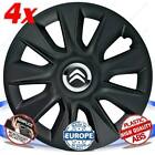 SET 4 BORCHIE RUOTA COPRI CERCHI CALOTTE 15 STRATOS BLACK PER CITROEN C3