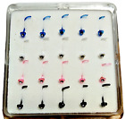 20 Orecchini Piercing Naso Nasini Micro in pvc Nero Rosa Bianco Blu