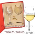 Calice confezione regalo di vino bianco incisione personalizzata 2 pz Bormioli