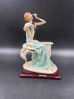 STATUA STATUETTA SOPRAMMOBILE FIGURA DONNA ELEGANTE CAPODIMONTE ARMANI 1980