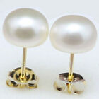 8-9mm/9-10mm/10-11mm/11-12mm White Akoya Button Pearl Stud Earrings Christmas