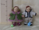 2 hand made miniature 4 inch  waldorf style dolls/rag/fabric/cloth doll