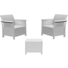 SET TAVOLO E SEDIE DA GIARDINO ESTERNO RATTAN 3 PEZZI BAR BALCONE BIANCO SALOTTO