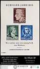 3865 150th Death Anniv of Schiller 1955 Mini Sheet. SG MSE212a Mi BL12XI Sn# 243