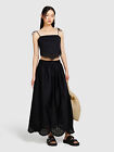 Gonna donna cotone nera midi con pizzo, Sisley