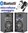 COPPIA CASSE AMPLIFICATE ATTIVE KARAOKE 200W LED BLUETOOTH + microfono regalo