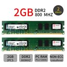 4Go 2x 2GB PC2-6400U DDR2 800MHz KVR800D2N6/2G Memoria RAM DIMM par Kingston FR