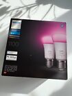 Philips Hue White and Colour Ambiance A60 E27 smart Alexa Bulbs 1100 2 Pack NEW