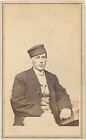 Young Man Wheel Cap Hat Pittsfield Massachusetts 1860s CDV Carte de Visite X700