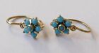 Ohrringe 585 Gelbgold 12 Türkis - Cabochons Vintage um 1920 earrings gold