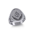 Massonico Anello Sigillo 925 Argento Sterling Sottile Simbolico Muratura Uomo