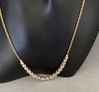 Gold toned rhinestone chain necklace