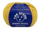 GOMITOLO PURA LANA MERINOS EXTRAFINE BIMBO WOOL DA 50 GR. +- 145 MT. TRE SFERE