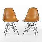 Herman Miller Eames Chairs Orange Pair (2) Original Upholstered DSR Side Shells