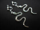 A PAIR LONG DANGLY TIBETAN SILVER SNAKE THEMED SCREW BACK CLIP ON EARRINGS. NEW.