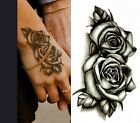 Tatuaggio Temporaneo Nero Doppia Rose Finte Body Art adesivo Impermeabile unisex